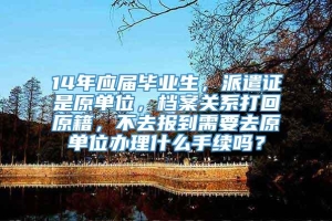 14年应届毕业生，派遣证是原单位，档案关系打回原籍，不去报到需要去原单位办理什么手续吗？