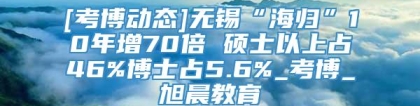 [考博动态]无锡“海归”10年增70倍 硕士以上占46%博士占5.6%_考博_旭晨教育