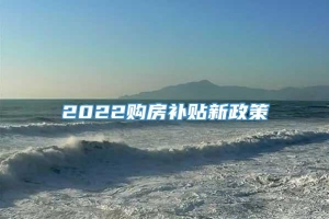 2022购房补贴新政策