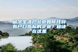 留学生落户北京如何找到有户口指标的企业？秘诀在这里