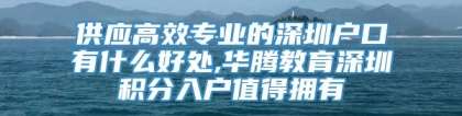 供应高效专业的深圳户口有什么好处,华腾教育深圳积分入户值得拥有