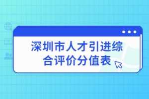 2022年深圳市人才引进综合评价分值表有哪些内容？