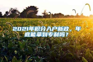 2021年积分入户新政，年底能拿到专利吗？